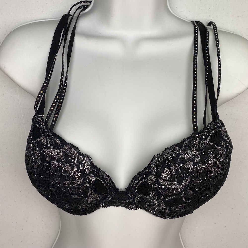 NWOT LS BLK "Hello Sugar" Pushup, 34B. *P1041